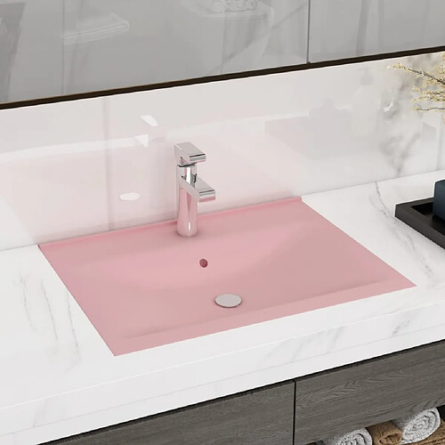 vidaXL Lavabo avec trou de robinet Rose mat 60x46 cm Céramique