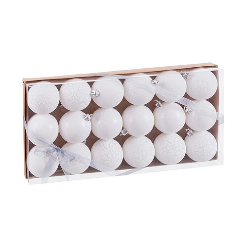 BigBuy Home Boules de Noël Blanc Plastique Ø 4 cm (18 Unités)