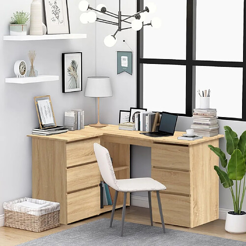 vidaXL Bureau d'angle Chêne sonoma 145x100x76 cm Bois d'ingénierie