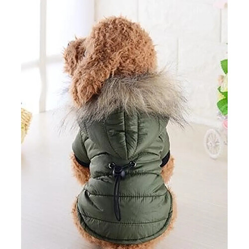 Wewoo Manteau de chien pour animaux de compagnie Chaud hiver vêtement petit Chihuahua doudoune capuche fourrure veste Vêtements gros chiensTaille M Vert