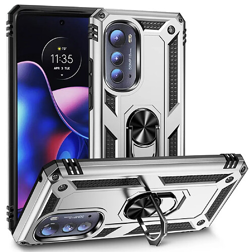 Coque en TPU anti-chute avec béquille pour votre Motorola Edge (2022) 5G - argent