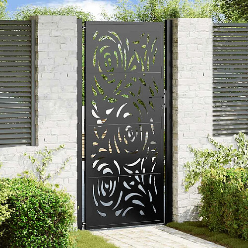 vidaXL Portail de jardin noir 105x205 cm acier conception de flamme