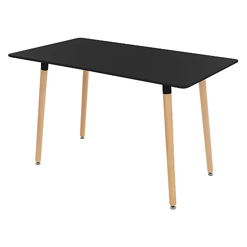 ML DESIGN MODERN LIVING Table de salle à manger noir satiné en MDF/hêtre 120x70 cm structure en acier