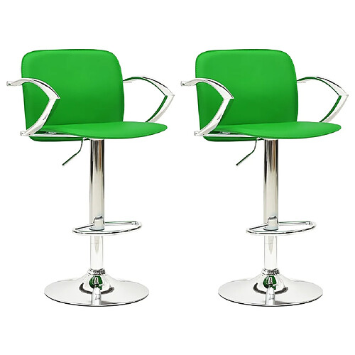 vidaXL Tabourets de bar lot de 2 vert cuir artificiel