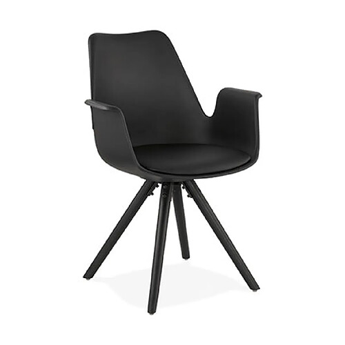 Mes Fauteuil design noir et piètement en bois noir - SHAFT