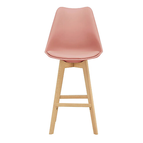 Helloshop26 Lot de 2 tabourets de bar siège avec dossier et repose-pied hêtre 105 cm rose 03_0002782