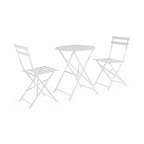 Mes Ensemble de balcon table et 2 chaises en acier blanc - BACA