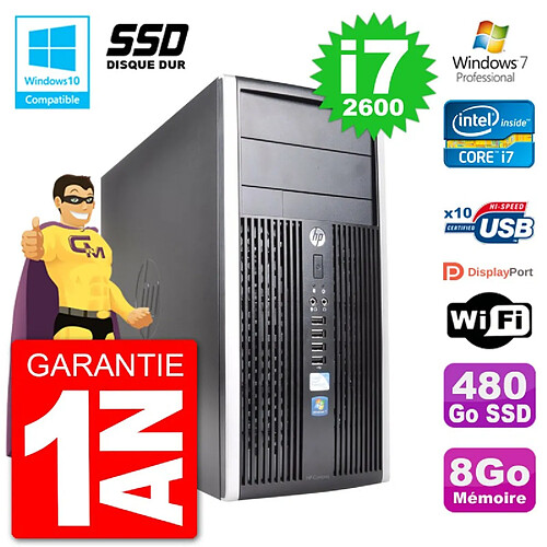 PC HP 6300 MT Intel Core i7-2600 RAM 8Go SSD 480Go Graveur DVD Wifi W7 · Occasion