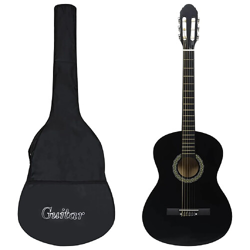 vidaXL Guitare classique avec sac pour débutants Noir 4/4 39"