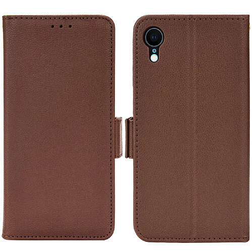 Etui en PU texture litchi marron pour votre iPhone XR 6.1 pouces