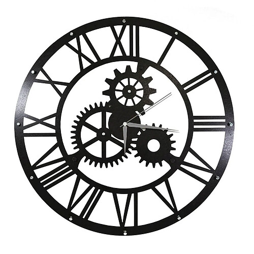 EPIKASA Horloge Murale Vintage, Noir, Métal, 50x0,16x50 cm