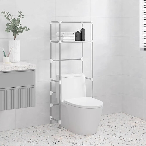 vidaXL Support de rangement 2 niveaux sur toilette Gris 53,5x28x143 cm