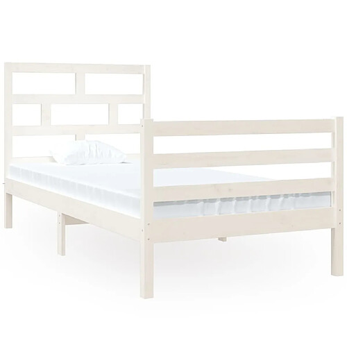 Maison Chic Lit Moderne Chambre - Cadre/structure de lit pour adulte Blanc Bois massif 90x190 cm Simple -MN28119