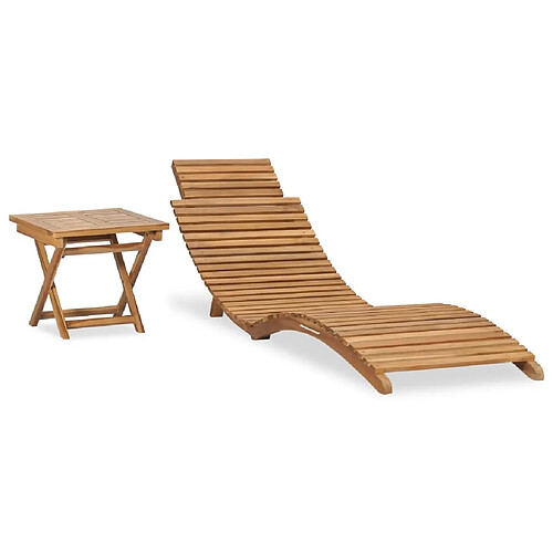 Maison Chic Chaise longue, Transat pliable avec table Bois de teck solide