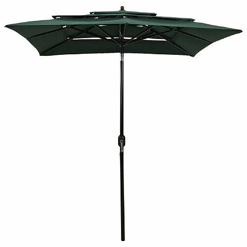 Maison Chic Parasol Jardin | Parasol à 3 niveaux avec mat en aluminium Vert 2x2 m - GKD48743