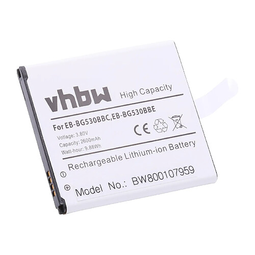 Batterie Li-Ion vhbw 2600mAh pour téléphone portable Smartphone Samsung Galaxy Grand Prime, SM-G5306W, SM-G5308. Remplace:EB-BG530BBC, EB-BG530BBE