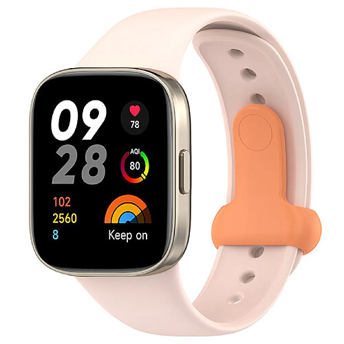 Bracelet pour Montre Connectée en Silicone-Rose clair+boucle orange-pour Redmi Watch3 Mi Watch Lite3/7