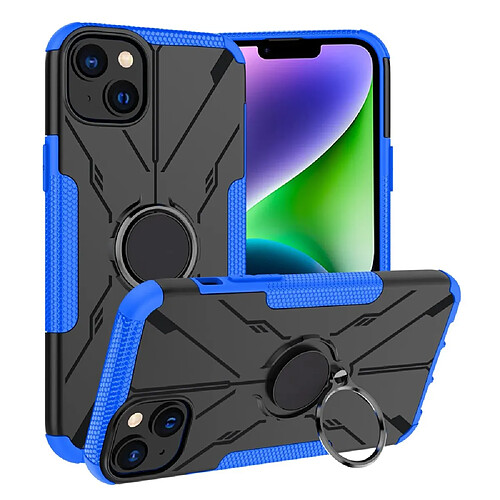 Coque en TPU antichoc, anti-chute avec béquille pour votre iPhone 14 Plus - bleu