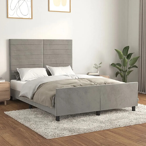 Maison Chic Lit adulte - Cadre Structure de lit avec tête de lit Contemporain Gris clair 140x200 cm -MN65179