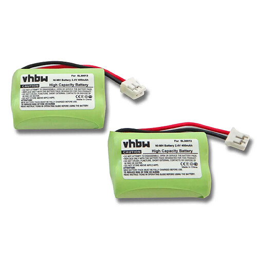 vhbw 2x Batteries NiMH 400mAh (2.4V) pour téléphone fixe sans fil Switel MD 9300, 9500, 9600, 9700 comme SL30013.