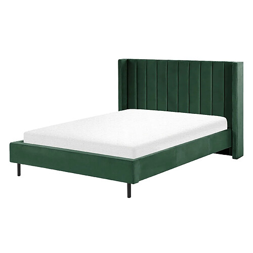 Beliani Lit double en velours vert 140 x 200 cm VILLETTE