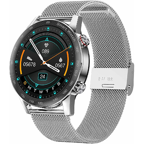 Chrono Montre intelligente pour femmes hommes, montre intelligente étanche avec appel Bluetooth pour téléphones Android et iOS, suivi d'activité avec écran couleur tactile moniteur de fréquence cardiaque podomètre moniteur de sommeil(Argent)