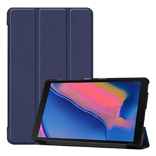 Wewoo Housse Coque Etui à rabat horizontal en cuir Custer Texture pour Galaxy Tab A 8.0 2019 P205 / P200avec support à trois rabats Bleu foncé