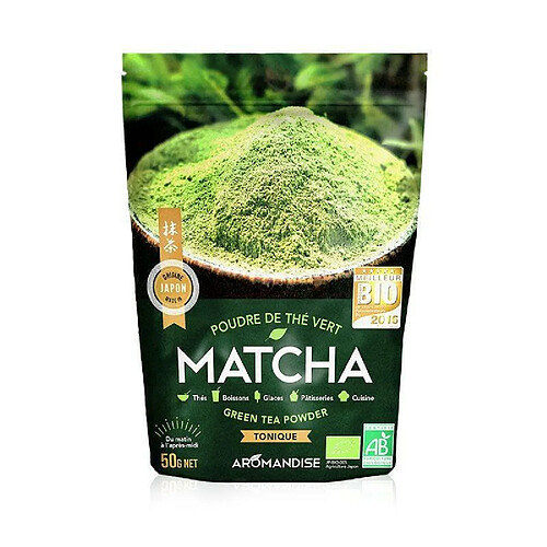 Aromandise Poudre de thé vert bio japonais Matcha 50 g