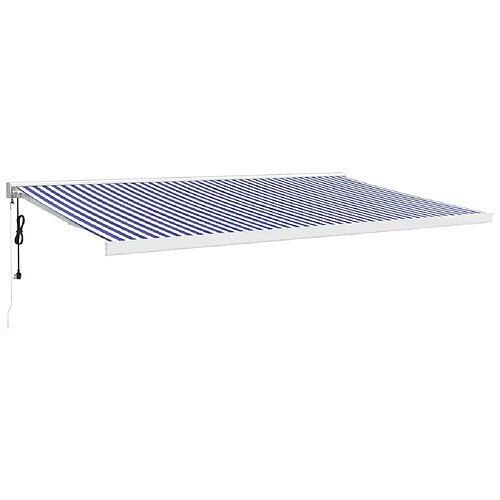 Maison Chic Store banne | Auvent rétractable de porte | Marquise Brise-soleil bleu et blanc 5x3 m tissu et aluminium -GKD61597