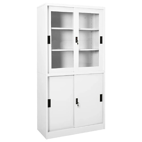 vidaXL Armoire de bureau et porte coulissante Blanc 90x40x180 cm Acier