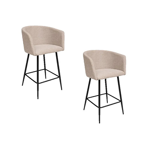 Atmosphera, Createur D'Interieur Lot de 2 fauteuils de bar en velours MARLO - Beige