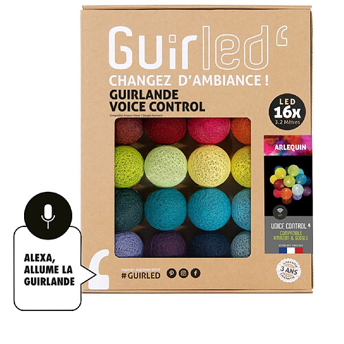 Guirled Guirlande boule lumineuse 16 LED Voice Control - Arlequin