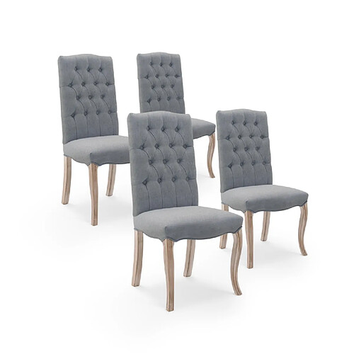 Lot de 4 chaises capitonnées Jade tissu gris