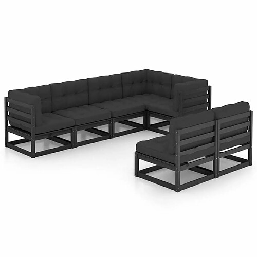 Maison Chic Salon de jardin 7 pcs + coussins - Mobilier/Meubles de jardin - Table et chaises d'extérieur Bois de pin massif -MN83396