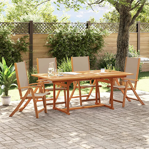 vidaXL Ensemble à manger de jardin 5pcs bois d'acacia solide textilène