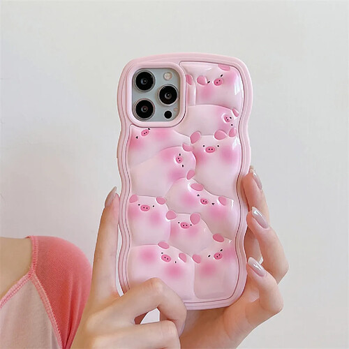 GUPBOO Étui pour iPhone12 Coque de téléphone portable mignon cochon rose plein écran fille douce