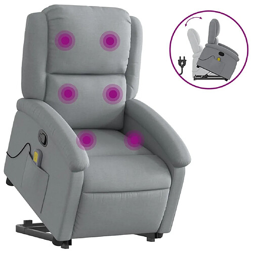 Maison Chic Fauteuil Relax pour salon, Fauteuil de massage inclinable Gris clair Tissu -GKD22877