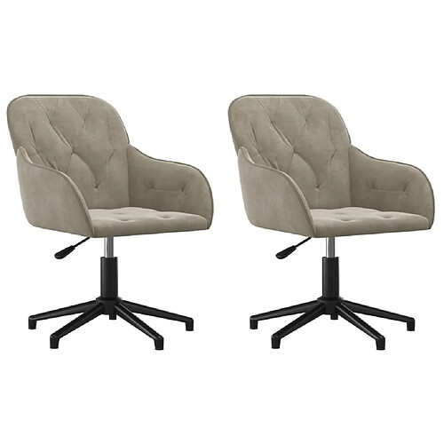 Maison Chic Lot de 2 Chaises pivotantes à manger | Fauteuil Chaise de cuisine Gris clair Velours -GKD21447