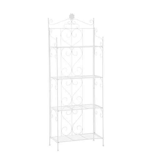 Decoshop26 Etagère sur 4 niveaux rangement style rustique 160x60 cm en métal blanc 10_0003910