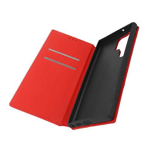 Avizar Housse pour Samsung Galaxy S23 Ultra Clapet Porte-carte Support Vidéo rouge