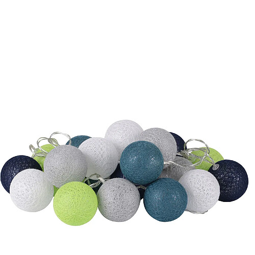 Urban Living Guirlande lumineuse 20 boules Fresh - Diam. 6 cm - Bleu, gris et blanc