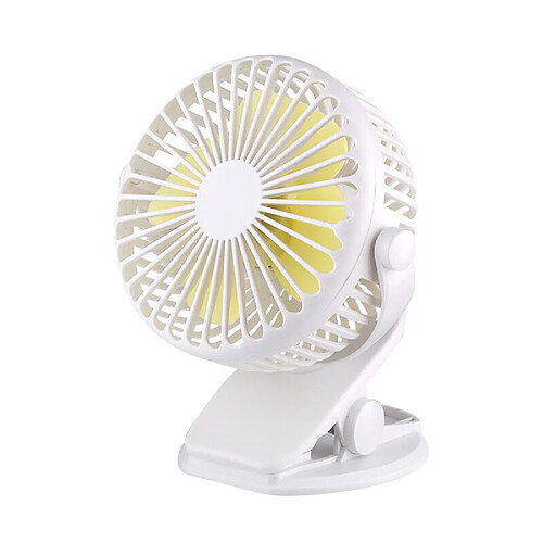 Ventilateur USB Silencieux, Ventilateur de Bureau USB Portable avec Batterie Rechargeable, ventilateur de Refroidissement Rotatif à 3 Vitesses 360 pour Poussette, Voiture, Blanc