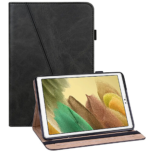 Etui en PU avec support et porte-cartes et dragonne pour stylo noir pour votre Samsung Galaxy Tab A7 Lite 8.7 pouces SM-T220 (Wi-Fi)/SM-T225