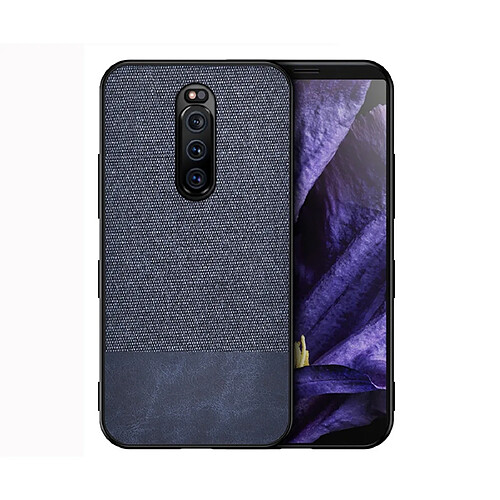 Wewoo Coque Rigide Housse de protection en tissu PU épissage antichoc pour Sony Xperia 1 bleu