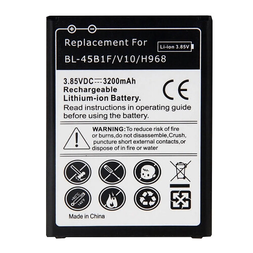 Wewoo Batterie noir pour LG V10 / H968 BL-45B1F 3200mAh Rechargeable Li-ion de remplacement