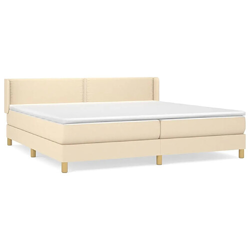 Maison Chic Structures de lit + matelas,Lit à sommier tapissier avec matelas Crème 200x200 cm Tissu -MN71993