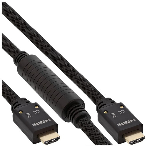 NEDIS Câble HDMI haute vitesse actif InLine® avec Ethernet, 4K2K, M / M, contacts noirs et dorés, 25 m