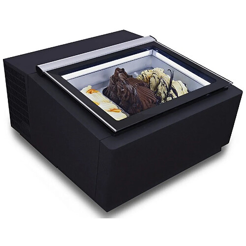 Vitrine à Glace à Poser Ouverture Côté Client 3 x 5 L - Combisteel - NoirR290 - 670x750x375mm