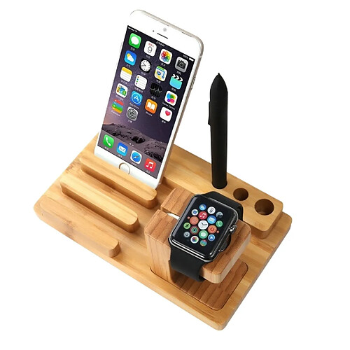 Wewoo Support Holder pour iPad, iPhone, Galaxy, , Xiaomi, LG, HTC et autres smartphone 3 en 1 Bambou Bois Docking Station titulaire,