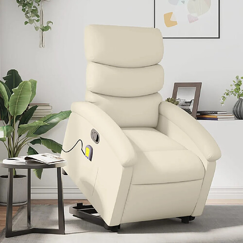 vidaXL Fauteuil inclinable de massage Crème Similicuir